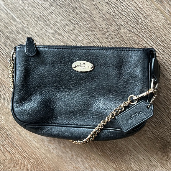 Gold Coach Black Leather Wristlet Coach Bags Rare Coach Nolita